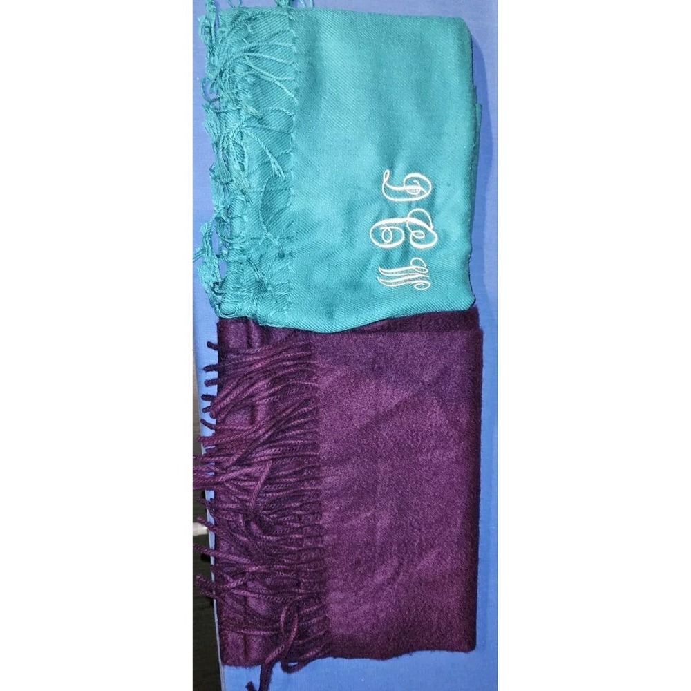 2 - 100% Cashmere Scarfs Women's Turquoise Purple 72"‎ Long Preston of York